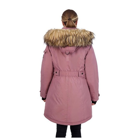 Junior's madden girl faux fur hooded parka coat jacket size Small black D6 - Picture 2 of 4